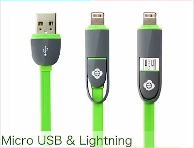 Cable USB E-Touch 2 en 1 Iphone6/Micro USB 1.8 Metros