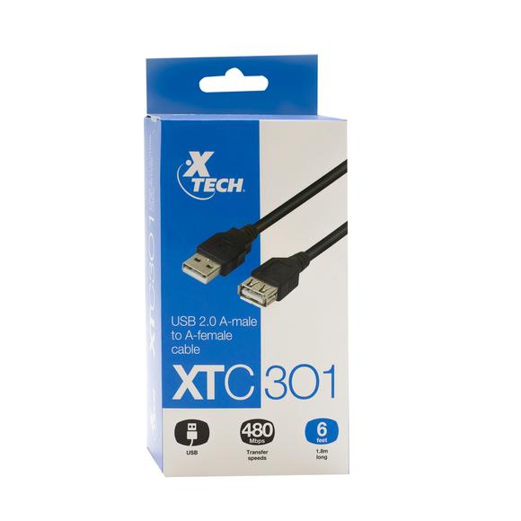 Cable X-Tech Extensión USB 2.0 6 Pies XTC-301