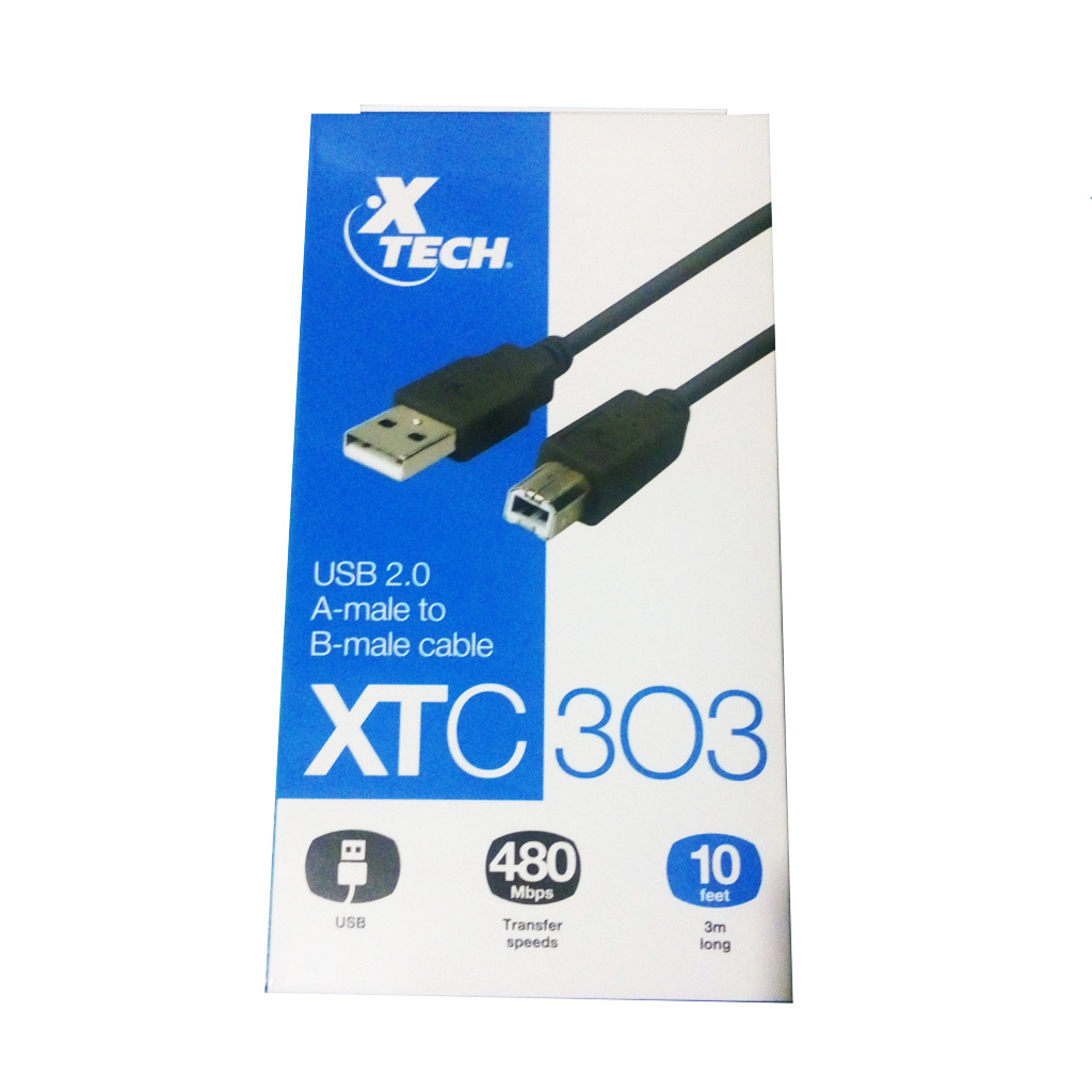 Cable X-Tech USB para Impresora 20 pies XTC-303