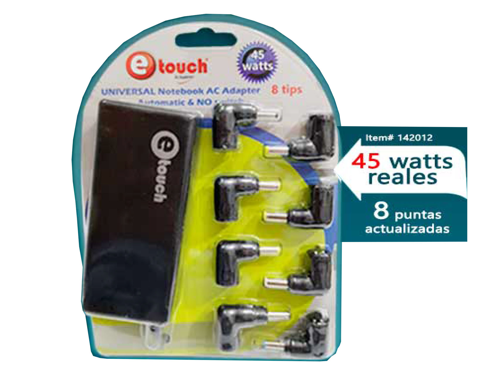 Cargador E-Touch para Laptop 45Watts 8 Puntas