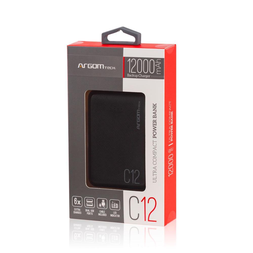 Banco de Carga ARGOM C12 Ultra Compact 12000mAh