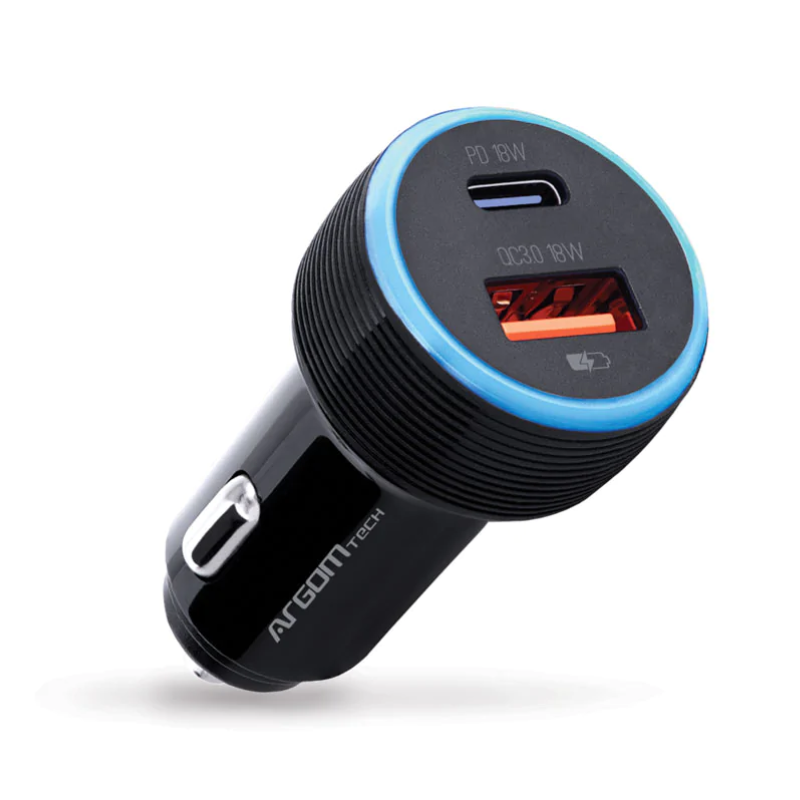 Cargador ARGOM Dura Spring Tipo C/ USB  18W