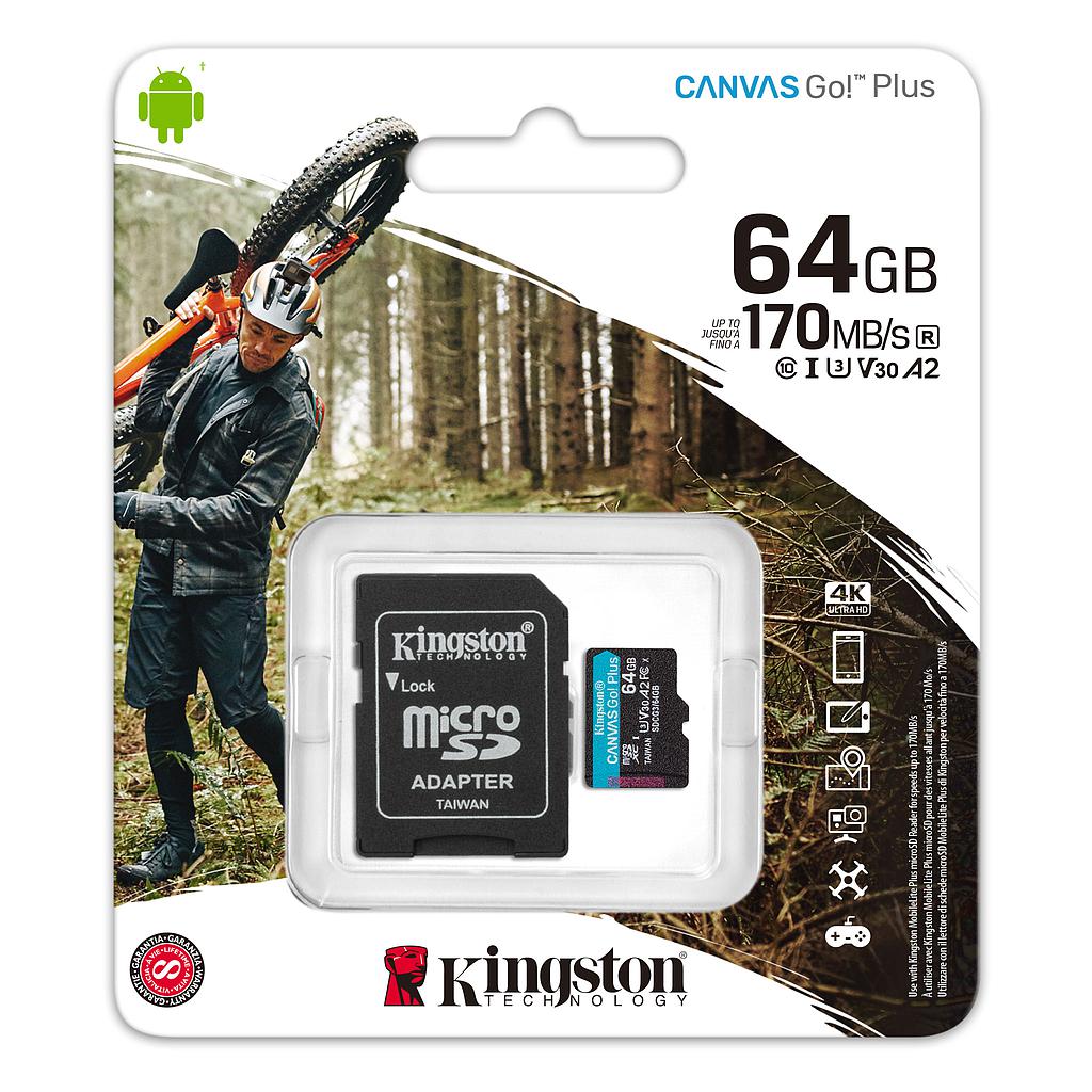 Memoria Micro SDXC KINGSTON 64GB Canvas Go Plus V30 Card