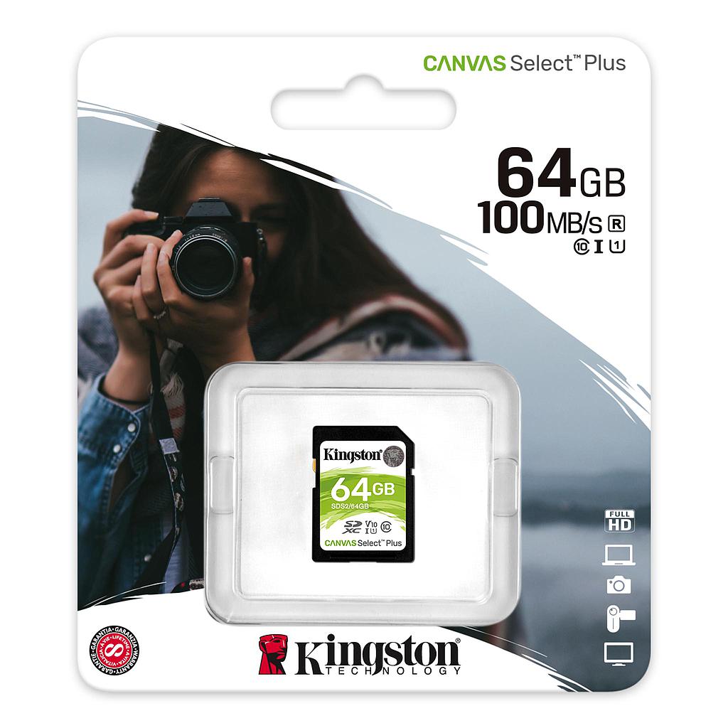 Memoria KINGSTON SD 64GB Clase 10 Canvas Select Plus