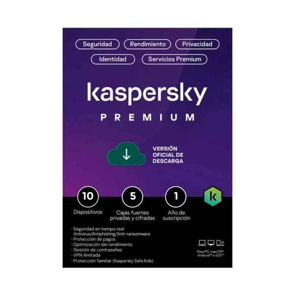 Licencia Antivirus Kaspersky Premium 10 Dispositivos 1 Año