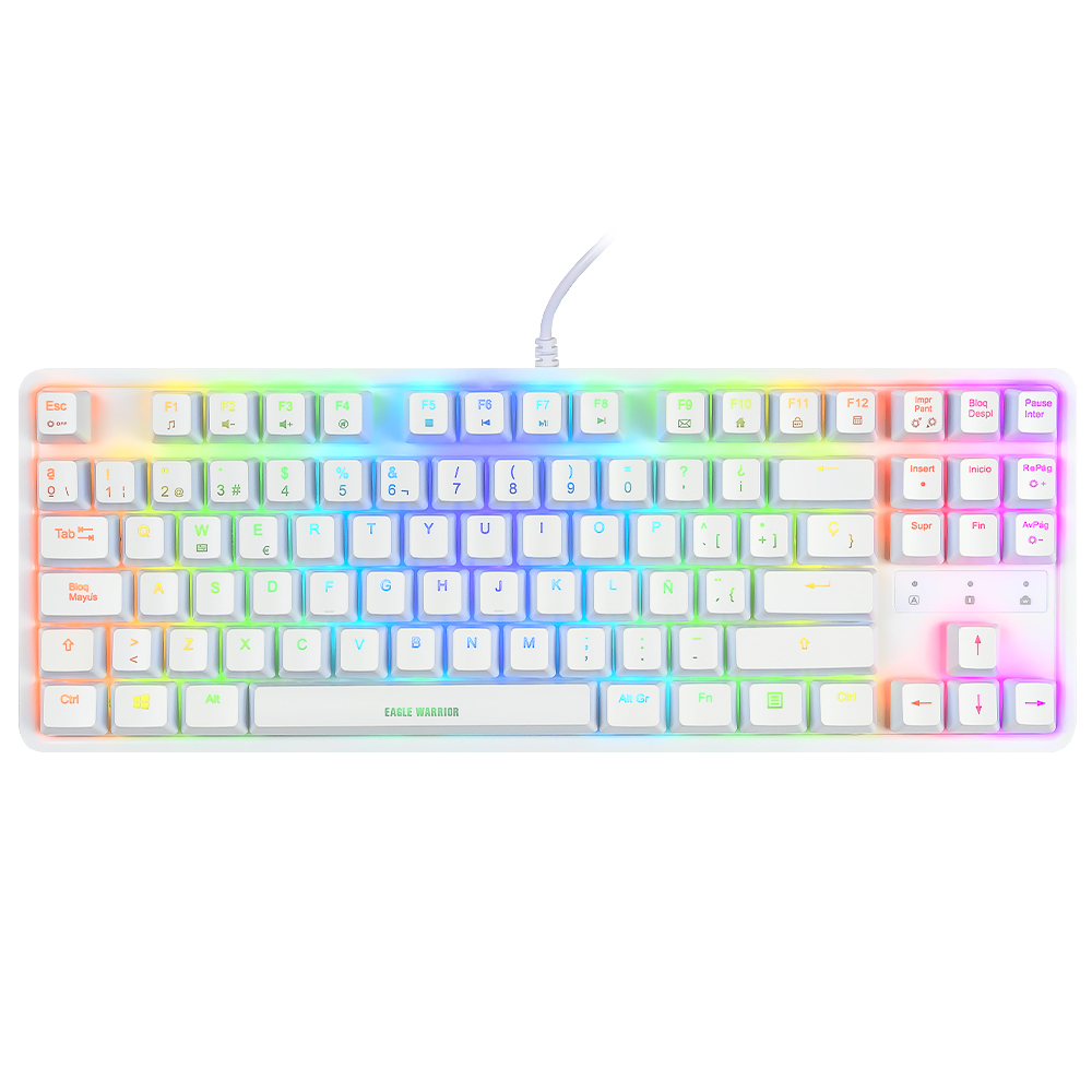 Teclado Mecánico EAGLE WARRIOR USB / BT / 2.4G GAMING 62 RGB LED Retroiluminado / Blanco / Español