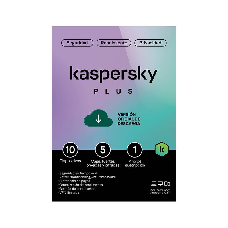 Licencia Antivirus Kaspersky Plus 10 Dispositivos 1 Año