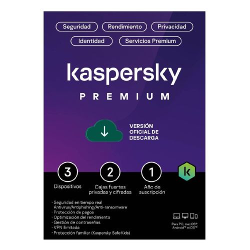 Licencia Antivirus Kaspersky Premium 3 Dispositivos 1 Año