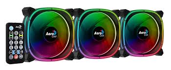 Pack de 3 Ventiladores AEROCOOL ASTRO 12 PRO ARGB PRO 12CM X3 / H66F X1 +MANDO REMOTO