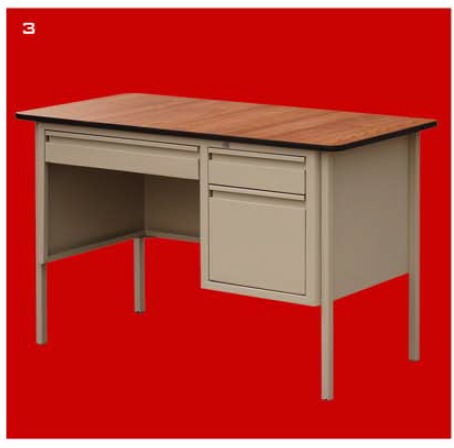 Escritorio Secretarial Continental / Metal / Top Melamina / 3 Gavetas / 120 x 75 x 75 cm