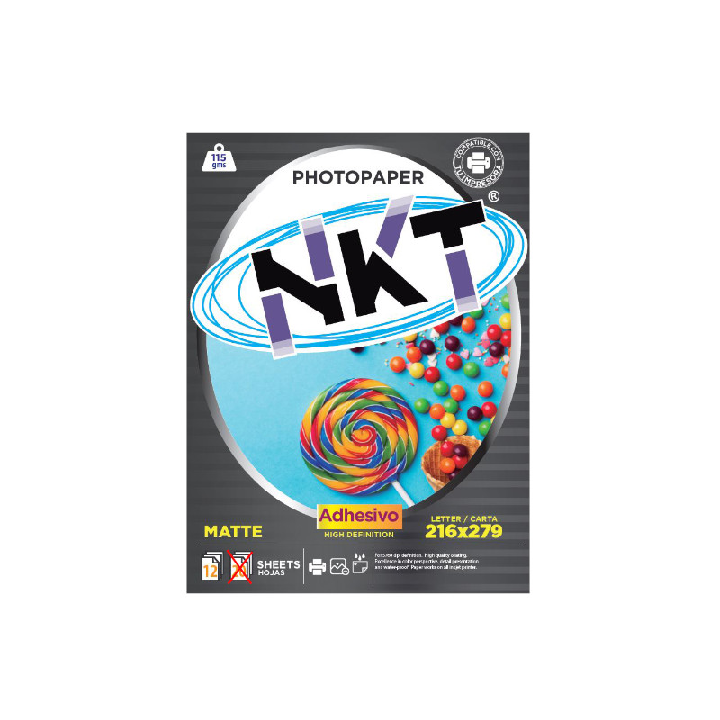 Papel Adhesivo  Matte NKT Carta 115GM PQT 12 Hojas