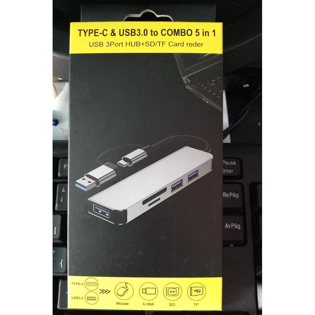 Hub USB o Tipo C / 5 en 1 / SD/MICRO SD/USB