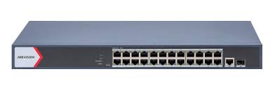 Switch HIKVISION 24 puertos PoE 4,1Mbps / 1 puerto Gigabit RJ45 / 1 de fibra óptica