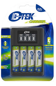Baterías recargables BTEK con cargador / 4 Baterías AA incluidas