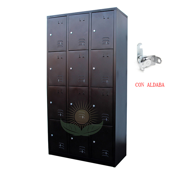 Locker de 12 puertas Negro con Aldaba / Ancho 95cm; Fondo 40cm; Altura 180cm