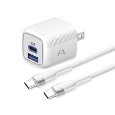 Cubo + Cable ARGOM Dual Tipo C/Usb 38W Blanco