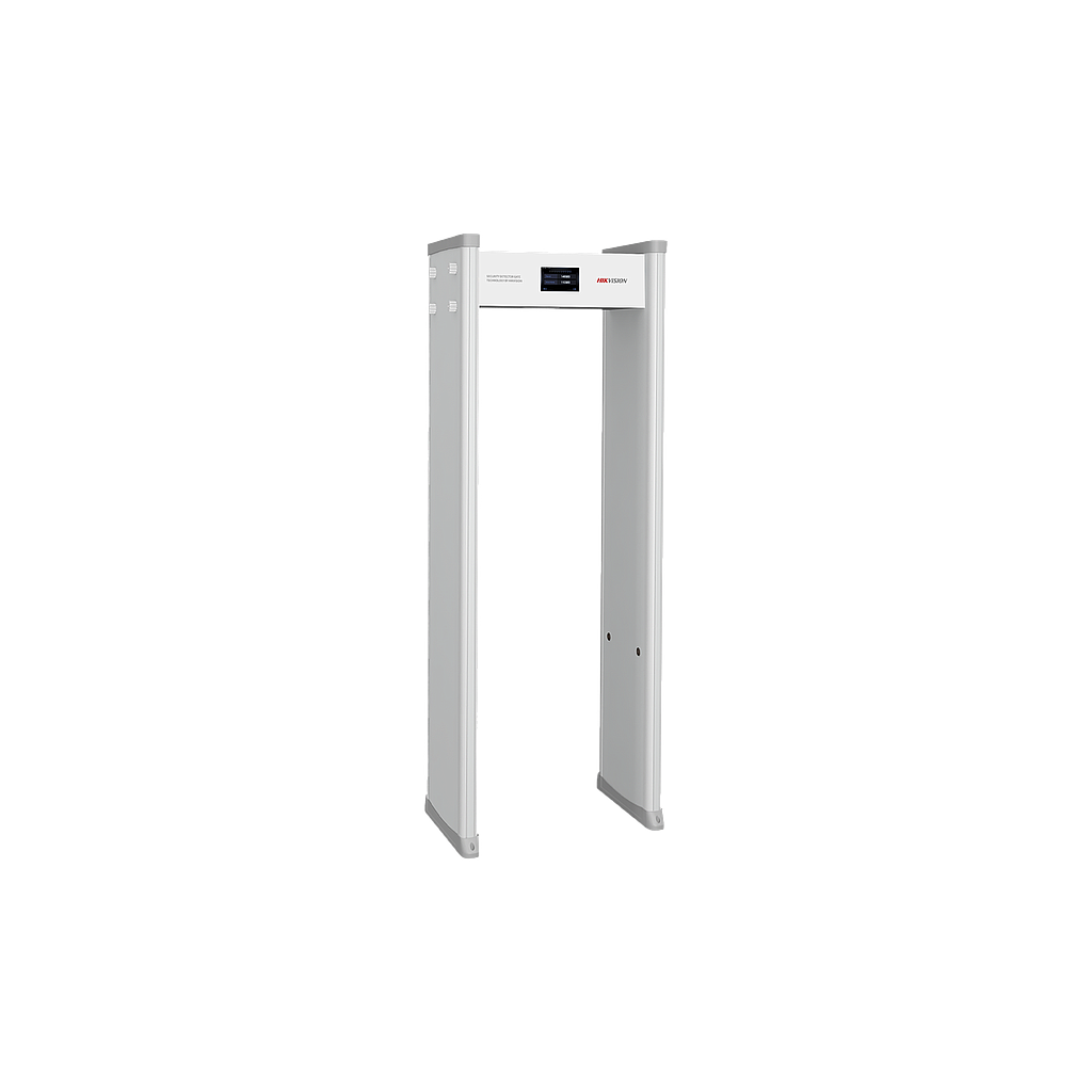 Arco Detector de Metales de 18 Zonas con Pantalla LCD de 7", conteo de personas y Alarmas , Ajuste de Sensibilidad e Interferencias, Marca Hikvision