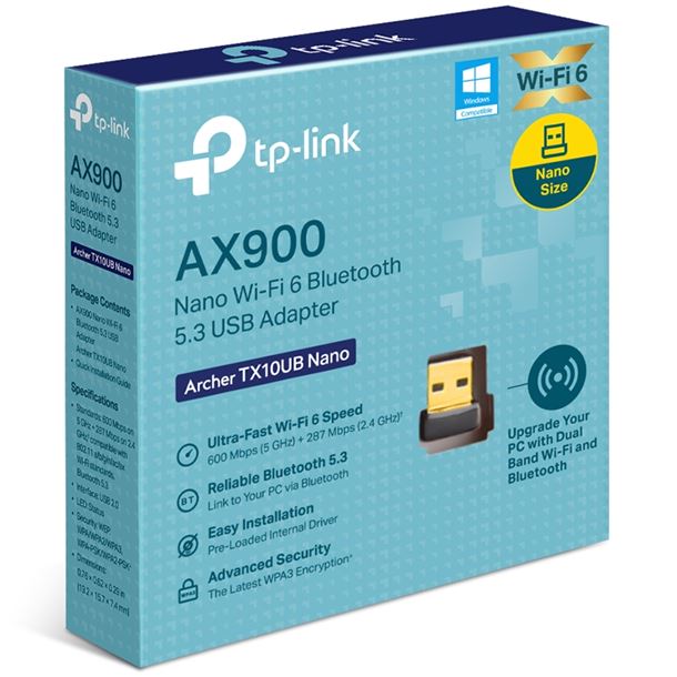 Adaptador de Red Tp-Link Archer TX10UB NANO / AX900 600Mbps / Bluetooth 5.3/Wifi 6 /  / 5GHz