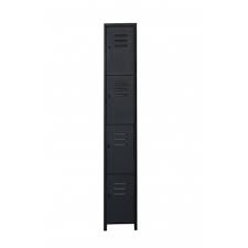Locker de 4 puertas Negro para Candado / Ancho 28 cm, Alto 180 cm, Fondo 38 cm