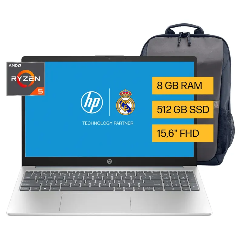 Laptop HP Ryzen 5-7520U / 8GB / 512GB SSD/15.6"/W11/ Azul / Español + Mochila