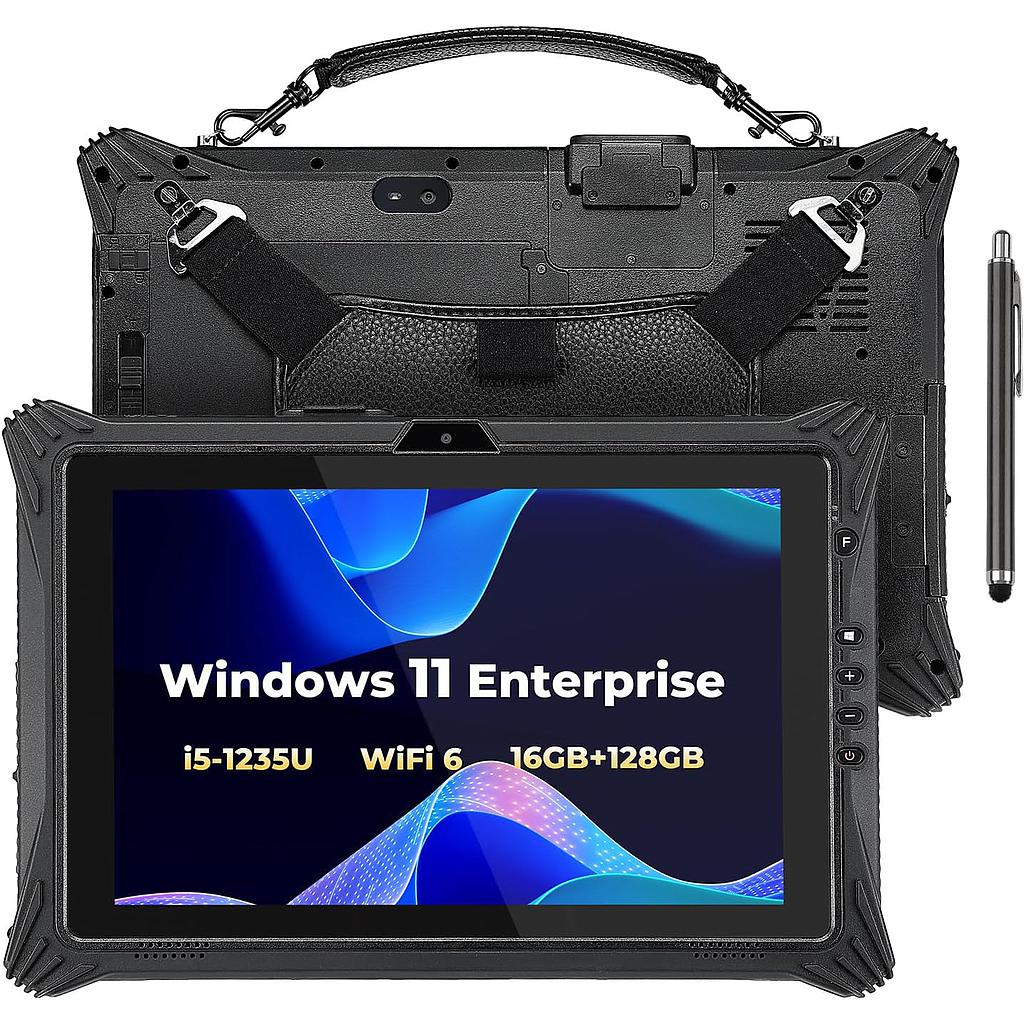 Tablet Windows MUNBYN resistente de gama alta IRT10, Windows 11 IoT Enterprise de 10.1 pulgadas, i5-1235U, tableta robusta WiFi 6, SSD reemplazable de 16 GB+128 GB, intercambiable en caliente