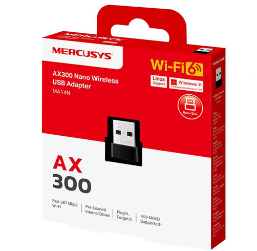 Adaptador de Red MERCUSYS Wifi6 AX300 2.4GHz Nano