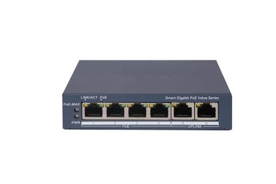 Switch HIKVISION 4 Puertos Gigabit POE / 2 Puertos Gigabit RJ45 10/100/1000 Mbps Administrable 45W