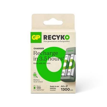 Cargador de Baterías GP ReCyKo  AA 1300MAh +2 pcs