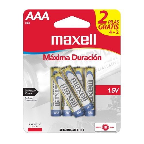 Batería Alcalina PK4+2 AAA Maxell