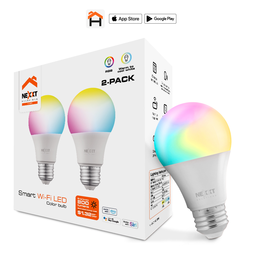 Bombilla Inteligente Dual Pack Wi-Fi RGB NEXXT Home PROMO