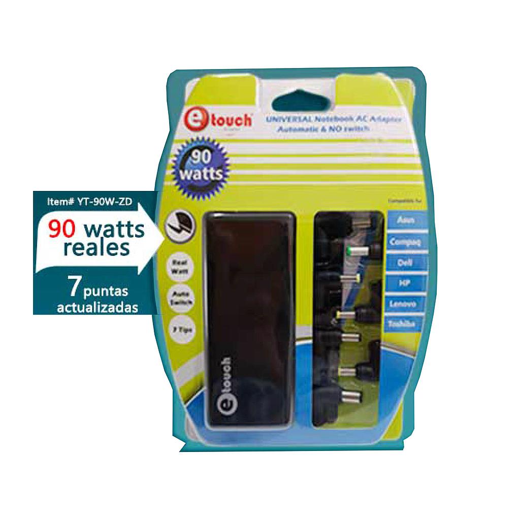 Cargador E-Touch para Laptop 90Watts 8 Puntas