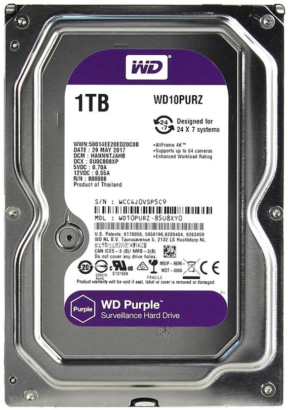 Disco Duro Interno WesternDigital Púrpura 1TB 3.5" 5400RPM
