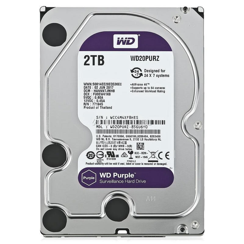 Disco Duro Interno WesternDigital Púrpura 2TB 3.5" 5400RPM