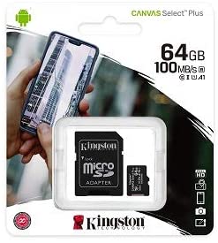 Memoria Micro SD KINGSTON 64GB clase 10