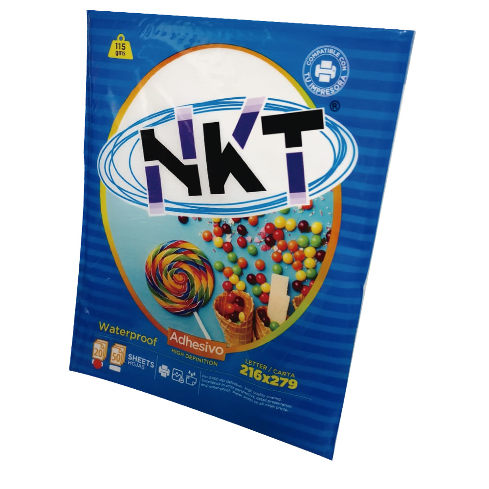 Papel Adhesivo NKT Carta Glossy  115g PQT 20 Hojas