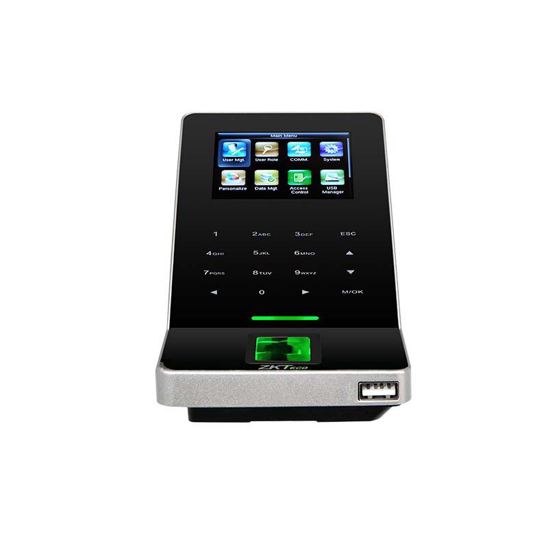 Terminal biométrica IP ultra delgada para control de acceso y gestion de asistencia de empleados  de huella digital, código y tarjetas RFID, marca ZKTeco