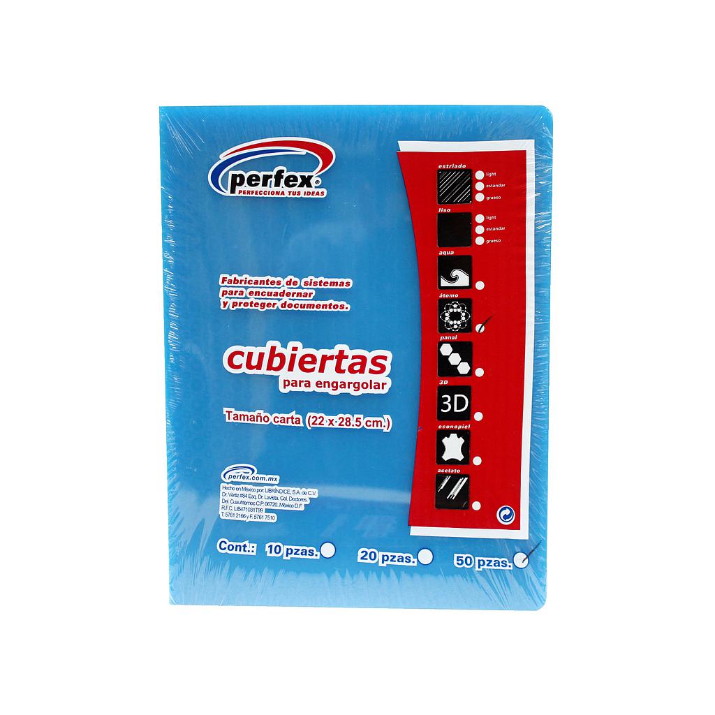 Cubierta para Encuadernar T/C Estriado Azul Claro PQT50 PERFEX