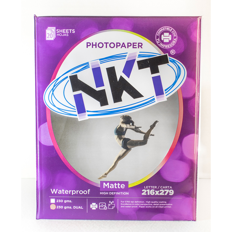 Papel Fotográfico NKT Carta 230GM Matte Dual 20 Hojas