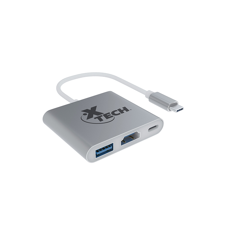 Adaptador X-TECH XTC-565 USB Tipo C a HDMI, USB 3.0 y Tipo C