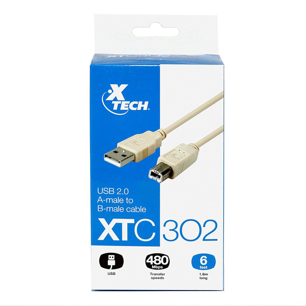 Cable X-Tech USB para Impresora 6 Pies XTC-302