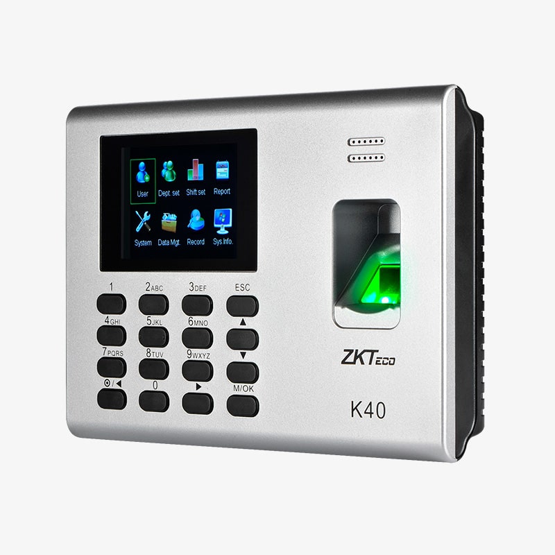 Terminal de tiempo y asistencia con funciones de control de acceso, y lector de tarjetas marca ZKTeco