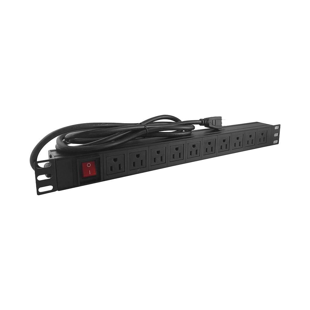 Regleta NEXTLINK  Horizontal 10 Tomas 110VAC 15A para Gabinete