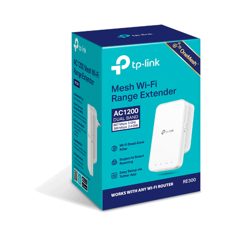 Extensor Wi-Fi TP-Link RE300 AC1200 DualBand 867Mbps 5Ghz 300Mbps 2.4Ghz