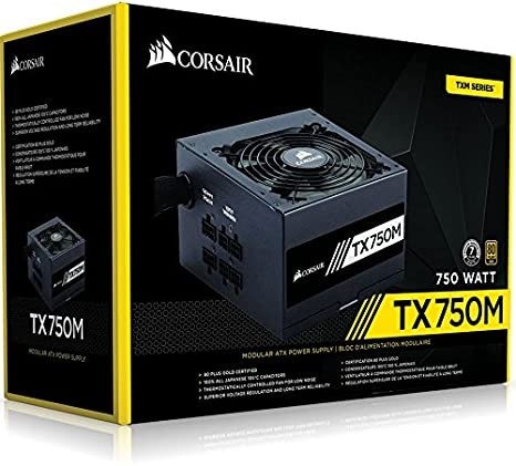Fuente de Poder CORSAIR TXM750 750W 80 Plus Gold Semi Modular 