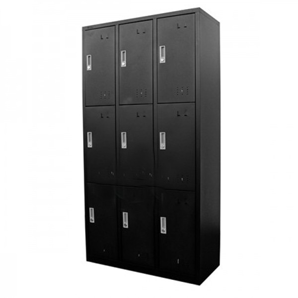 Locker de 9 puertas Negro / Alto: 180cm, Fondo: 40cm, Ancho: 95cm