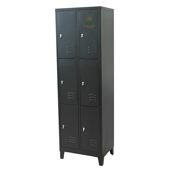 Locker de 6 puertas Negro / Alto: 183cm, Fondo: 40cm, Ancho: 58cm