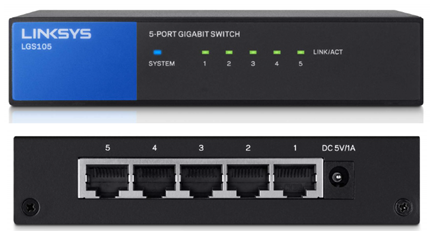 Switch Linksys Gigabit LGS105 5 Puertos 10/100/1000