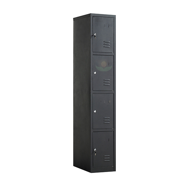 Locker de 4 puertas Negro / Ancho 32 cm, Alto 180 cm, Fondo 48 cm