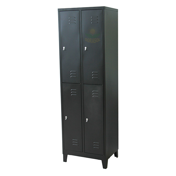 Locker de 4 puertas Negro 2x2/ Ancho 58 cm, Alto 180 cm, Fondo 40 cm