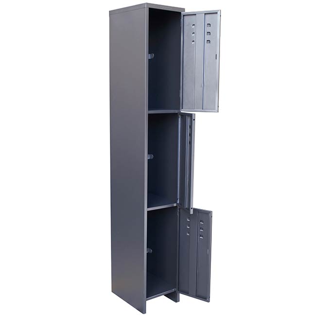 Locker de 3 puertas Negro con chapa / bajo pedido 20 días